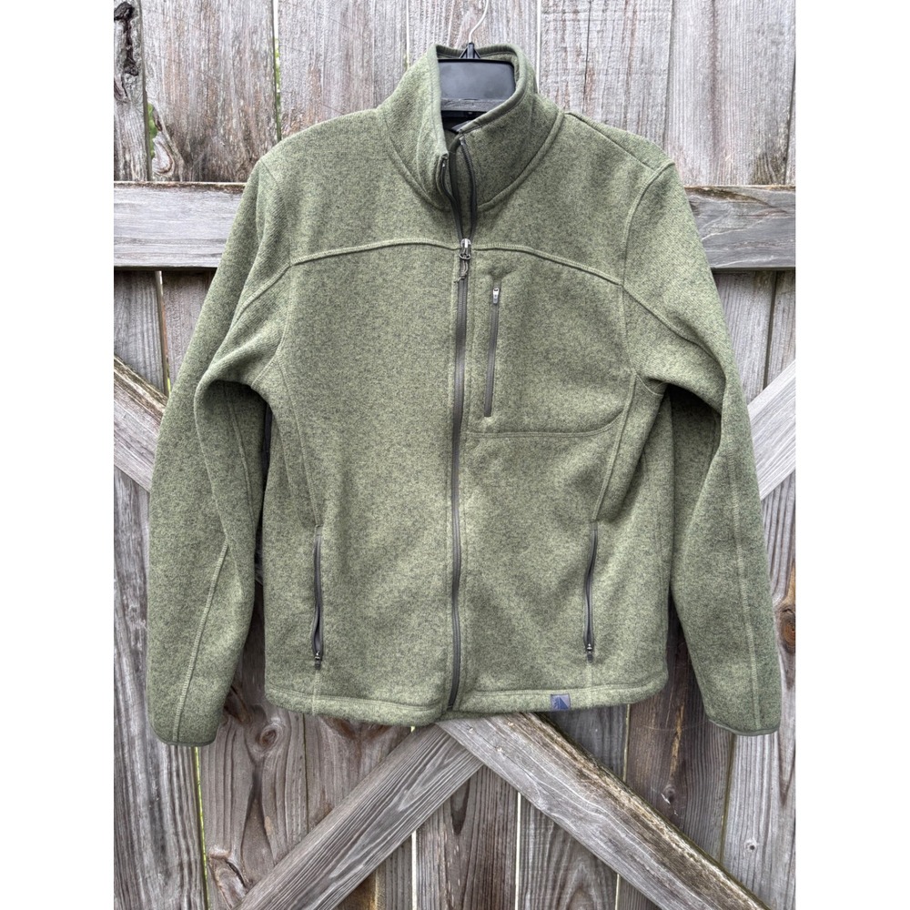 LL Bean Mens Sweater Fleece Full Zip Jacket Green Heather 291673 Medium Reg